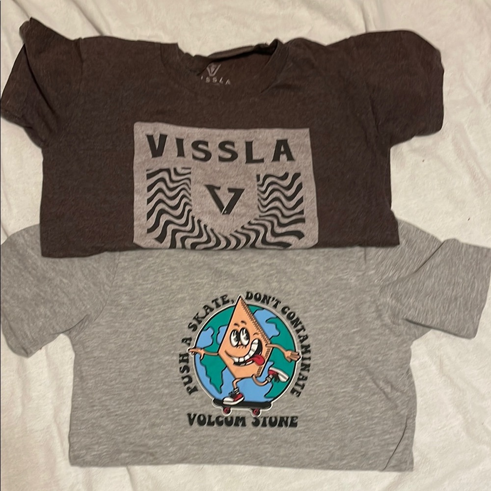 Vissla Brown and Volcom Gray Kids T-Shirts